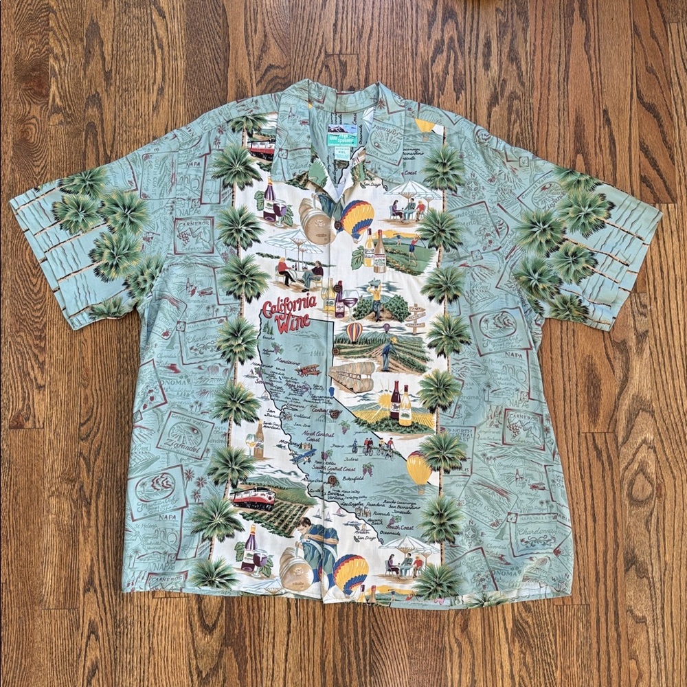 Reyn Spooner Hawaiian Traditionals California Wine Country Graphic Shirt XXL